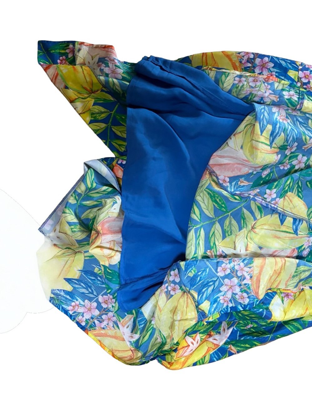 FARM Rio Blue and Yellow Tropical Puff-Sleeve Midi Dress - Picture 5 of 13